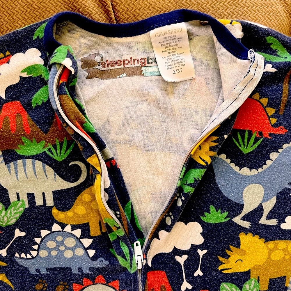 Zippadee Zip Flying Squirrel PJ sleeper 2T-3T dinosaurs